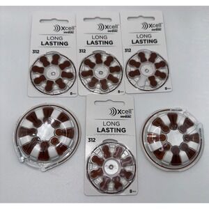 Lot of 6 Rayovac Xcell 312 Hearing Aid Batteries Brown Tab 8-Pack 48 Total 1.45V